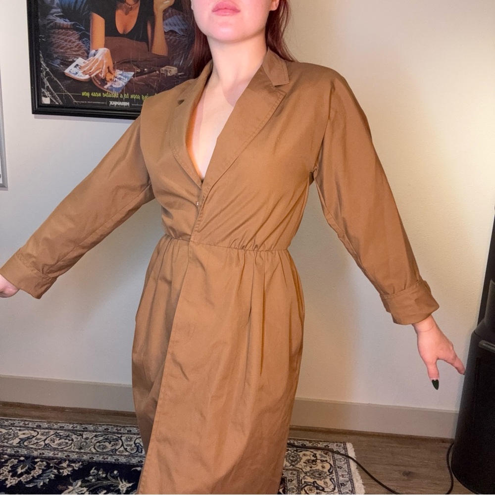 1970s vintage Adele Simpson trench coat dress